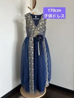 ネイビー /フォーマルドレス/レース装飾/170