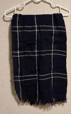 ネイビー　チェック　ストール　2way