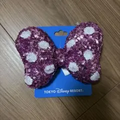 ディズニー　ヘアゴム　ピンク　スパンコール　リボン　ミニー　③