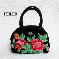 FEILER フェイラー シュニール織り花柄 ミニ ハンドバッグ ポーチ