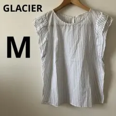 GLACIER ホワイトストライプ 半袖ブラウス　M