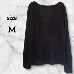 リブ編み 薄手ニット Vネック長袖トップス