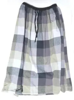 フレアロングスカート グレー系チェック