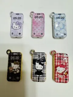 白猫　チャーム　スマートフォン型ストラップ 6点セット