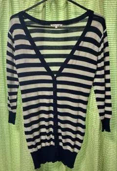 C.O.L.Z.A ネイビー・アイボリー ストライプ カーディガン Mサイズ