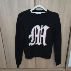 MOUSSY ブラック ロゴニットセーター フリーサイズ