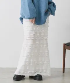 カスタネ　カットフリルIラインスカート　アイボリー　フリーサイズ