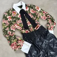 【限定価格】ZARA 花柄 リボン ブラウス XS Y2K レディース キレイ
