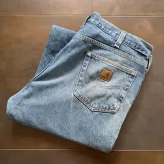 38×30　carhartt カーハート　デニムパンツ　ワーク　ロゴ　メキシコ製