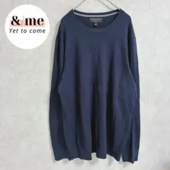 バナナリパブリック　長袖ニット　クルーネック　シルク カシミヤ混　ネイビー XLのサムネイル
