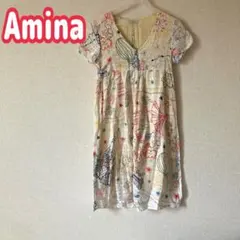 アミナ チャイハネ カラフル マルチカラー 刺繍　Vネック ワンピース