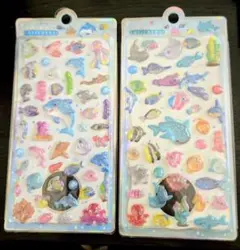 可愛い 海の生き物 ボンボンドロップシール 2枚セット!!