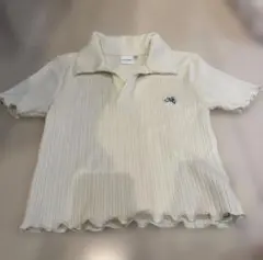 MOUSSY アイボリー リブ編みポロシャツのサムネイル