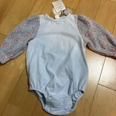 Cotoli 水色 フラワープリント 長袖ロンパース