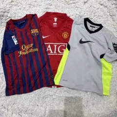 FC Barcelona サッカーシャツ 赤青ストライプ 3枚セット