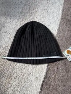 黒 リブ編み ニット帽 フリーサイズ