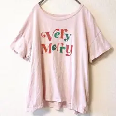 OLD NAVY 【L】プリントTシャツ ピンク ロゴT 半袖 ゆったり