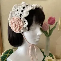 ヘッドドレス　ハンドメイド　バブーシュカ　ボンネット　カチューシャ　ヘアバンド
