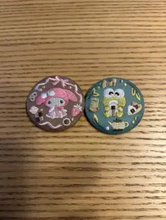 サンリオキャラクターズ刺繍缶バッチ　2個セット