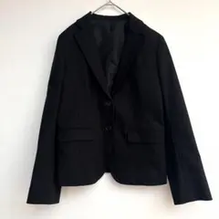 ユニクロ 美シルエット コットン テーラードジャケット ブラックステッチXL