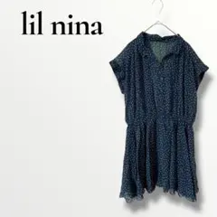 lil nina リルニーナ　ネイビー ドット柄 ワンピース　半袖　膝丈のサムネイル