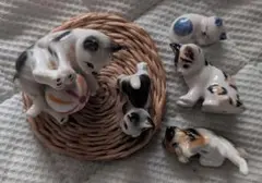 猫の置物セット 陶器製