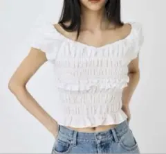 新品未使用】MOUSSY GATHER FLOWER ブラウス ホワイト - メルカリ