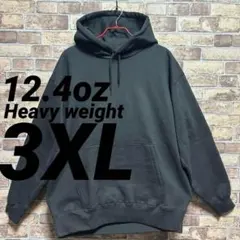 12.4oz ヘビーウェイトパーカー　無地　3XL(4L)　ブラック