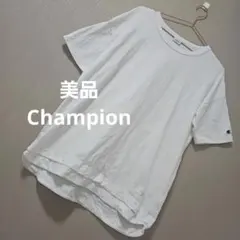 美品】Championチャンピオン ロゴ付き メンズTシャツ 半袖シャツ L 白