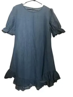 新品シーインデニム半袖ワンピースXS日本サイズMフリル