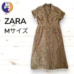 ZARA 動物柄 シャツワンピース Mサイズ