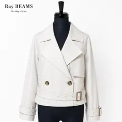 Ray BEAMS ショートトレンチコート 薄ピンク ベルト付き 春アウターのサムネイル