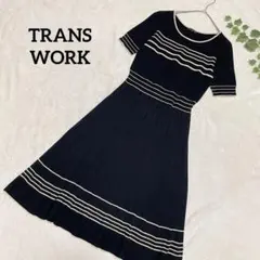 トランスワーク✳️ニットワンピース ロング丈 バイカラー 半袖 大人女子 綺麗めのサムネイル