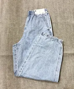 GU girls ライトデニムカーゴバレルレッグパンツjr 63ブルー　S