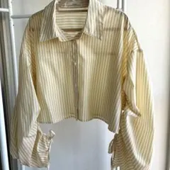 【すぐ発送】チャオパニック　長袖シャーリングストライプシャツ黄色