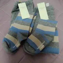 Samansa Mos2 Lagom ボーダー柄タイツ グレー Sサイズ
