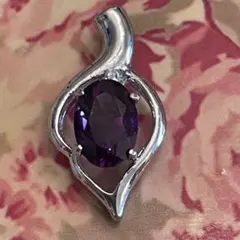ヴィンテージ　シルバー　純銀　アメジスト　天然石　ペンダント　ネックレス　トップ