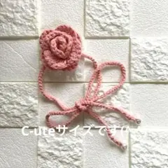 ピンク薔薇チョーカーバラ　Y2K 韓国 ファッション 編物　ハンドメイド