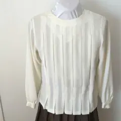 【美品】ブラウス 長袖 プリーツ ボタン 日本製 匿名