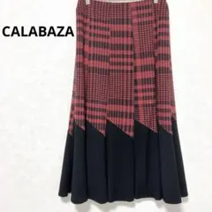 カラバサ アソートチェック フレアスカート 切り替えスカート ウエストゴム