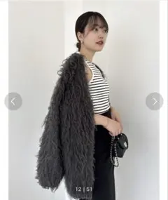 snidel シャギーミドルカーディガン　グレーカーディガン