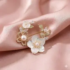 ブローチ　桜　サクラ　さくら　花　パール　春　【1435-600】