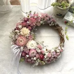 ドライフラワー　＊pink三日月リースのサムネイル