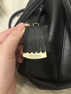 Kate Spade ハンドバッグ ブラック レザー ドローストリング（巾着 