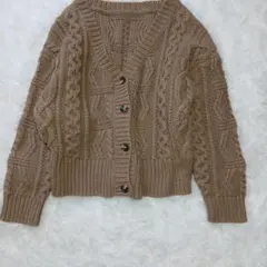 センスオブプレイス 　ベージュ ケーブルニット カーディガン　フリー