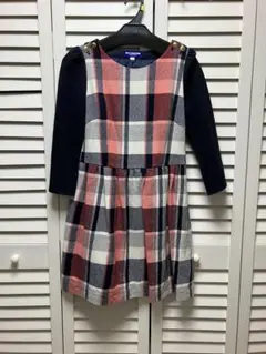 バーバリーブルーレーベル　袖切替　チェック柄　ワンピース