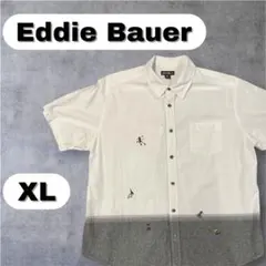 Eddie Bauer 刺繍デザイン半袖シャツ XL コットン