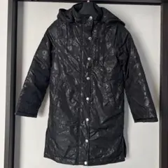 フード付き黒中綿コート