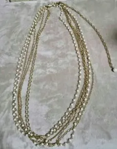 パール多層チェーンネックレス レディース