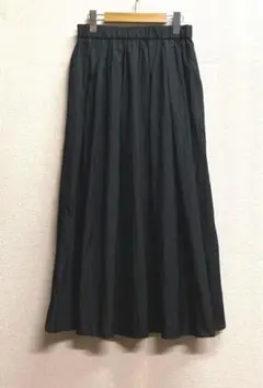 ROPE‘ PICNIC シアーナイロンギャザースカ一ト　黒(チャコ一ル)
